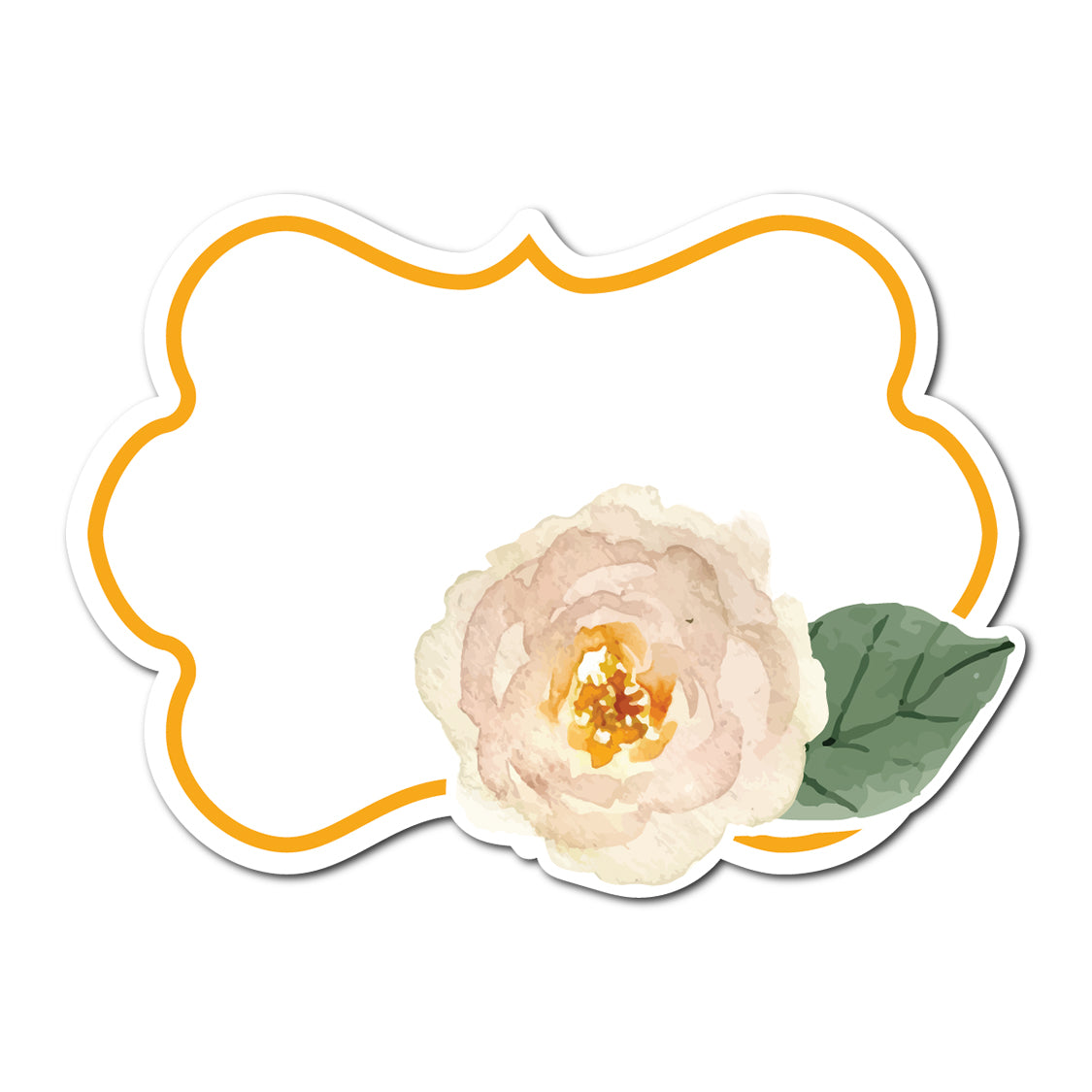 Watercolor Rose Accented Escort Card | SVG PNG Template - Shape 9