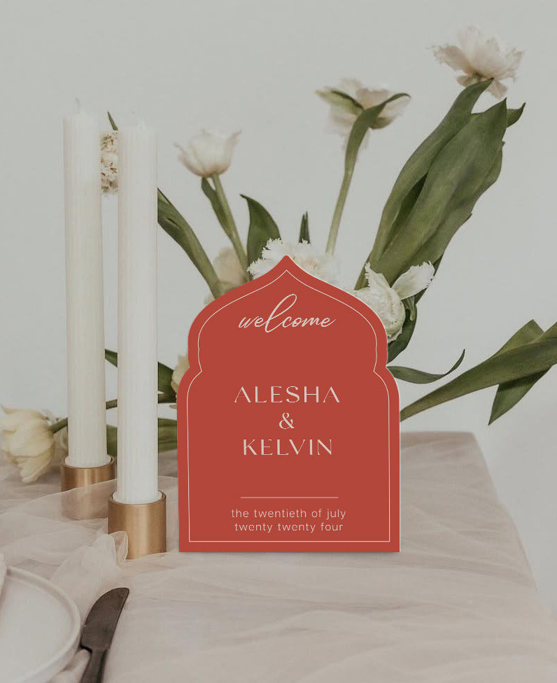 Personalized Wedding Signs | Fully Custom Print | Signature Arabian Shape