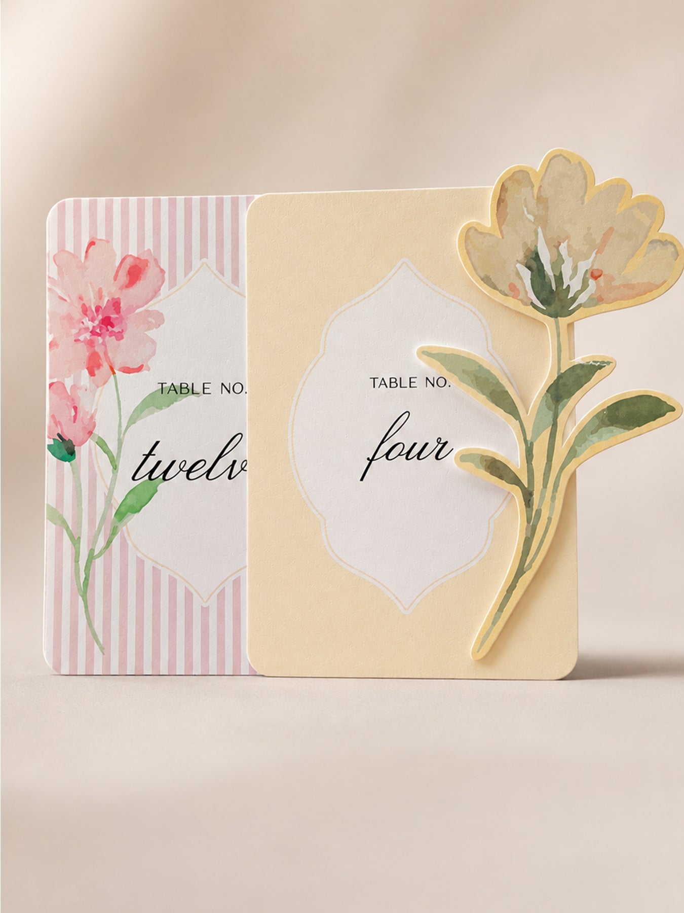2-Piece Wedding Table Number PNG Templates | Print-and-Cut Table Number Set - Denise Collection