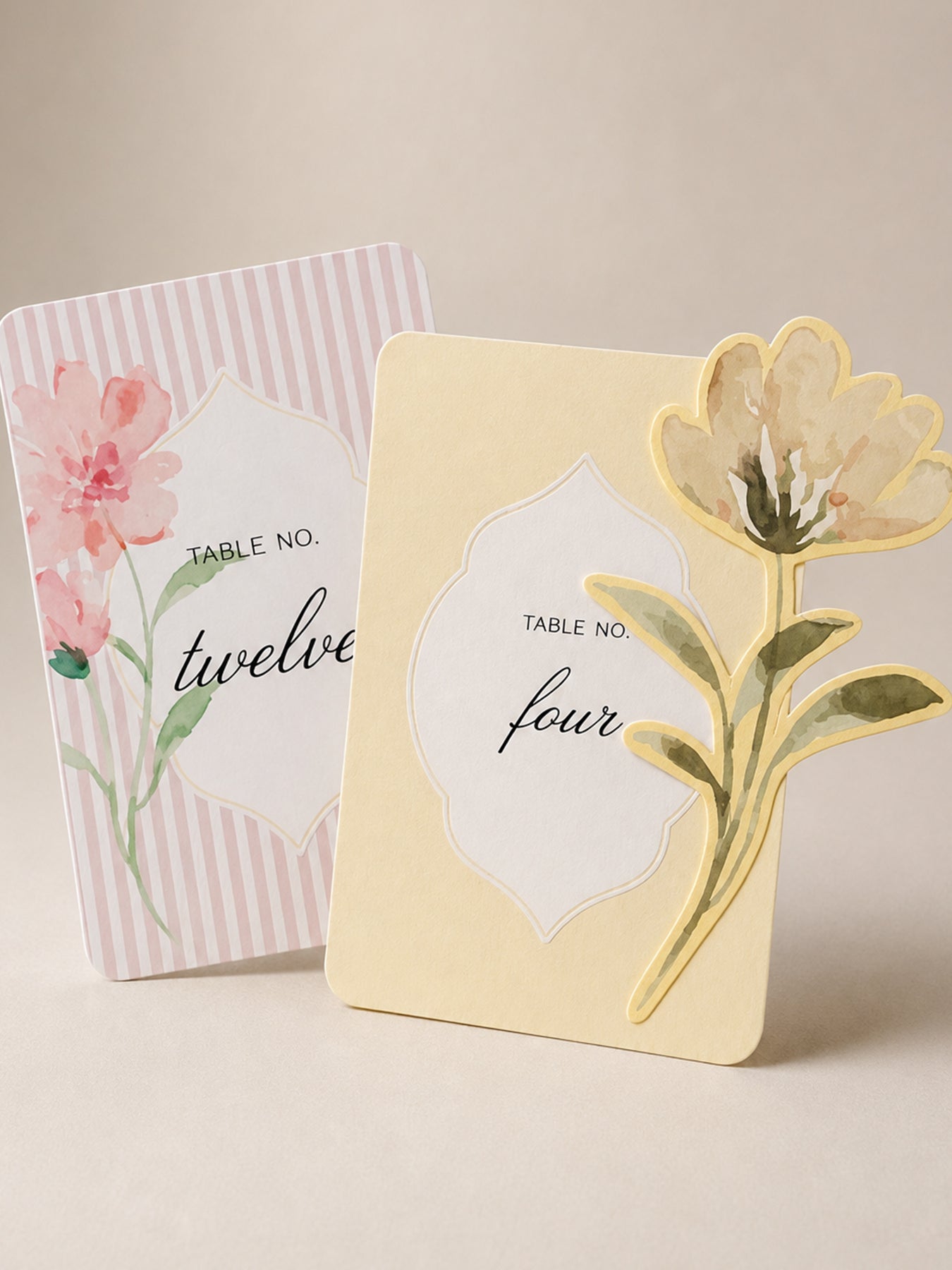 2-Piece Wedding Table Number PNG Templates | Print-and-Cut Table Number Set - Denise Collection